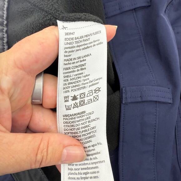EDDIE BAUER Mens Blue Fleece Lined Flat Front Tech Pants Size 40 Warm Outdoor - Picture 4 of 7
